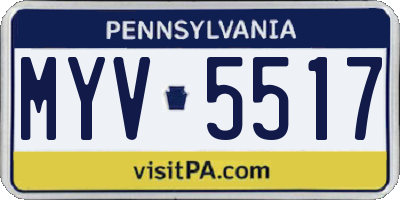 PA license plate MYV5517