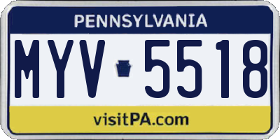 PA license plate MYV5518