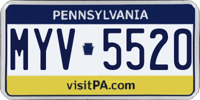 PA license plate MYV5520