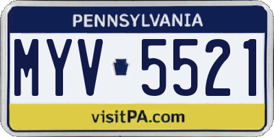 PA license plate MYV5521