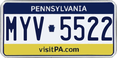 PA license plate MYV5522