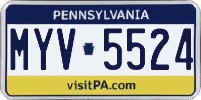 PA license plate MYV5524