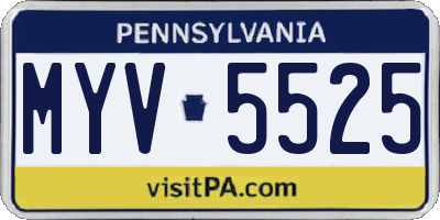 PA license plate MYV5525
