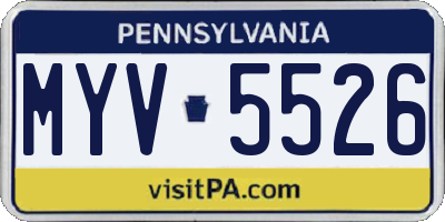 PA license plate MYV5526