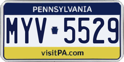PA license plate MYV5529