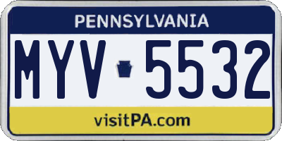 PA license plate MYV5532