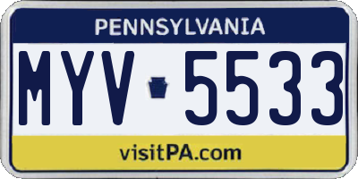 PA license plate MYV5533