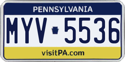 PA license plate MYV5536