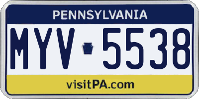PA license plate MYV5538