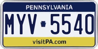 PA license plate MYV5540