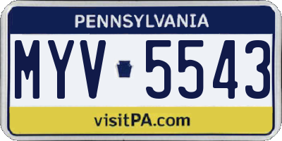 PA license plate MYV5543