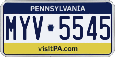 PA license plate MYV5545