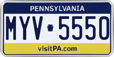 PA license plate MYV5550
