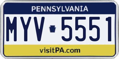 PA license plate MYV5551