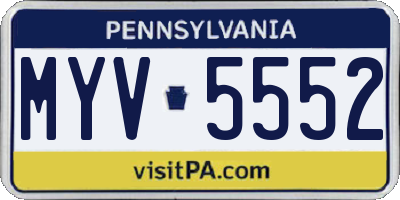 PA license plate MYV5552