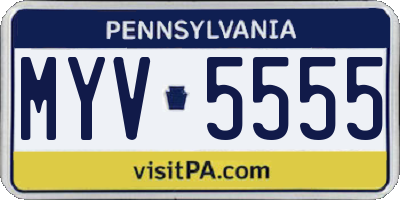 PA license plate MYV5555
