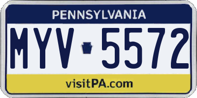 PA license plate MYV5572