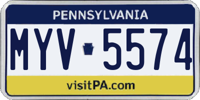 PA license plate MYV5574