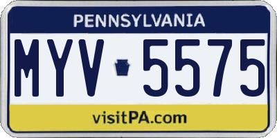 PA license plate MYV5575
