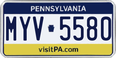 PA license plate MYV5580