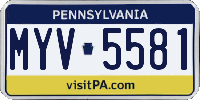 PA license plate MYV5581