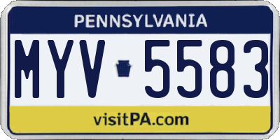 PA license plate MYV5583