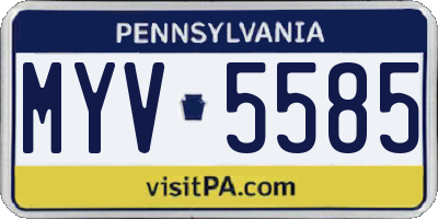 PA license plate MYV5585