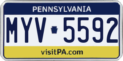 PA license plate MYV5592