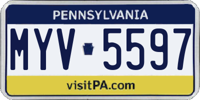 PA license plate MYV5597