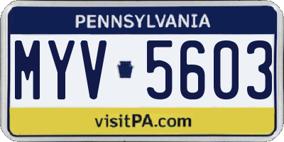 PA license plate MYV5603