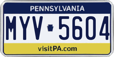 PA license plate MYV5604