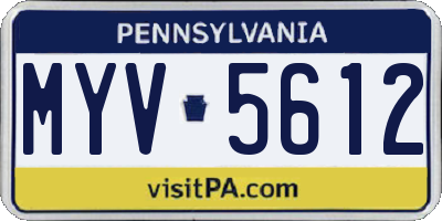 PA license plate MYV5612