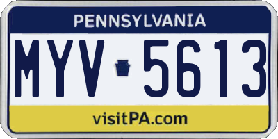 PA license plate MYV5613