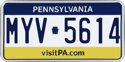 PA license plate MYV5614
