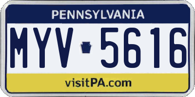 PA license plate MYV5616