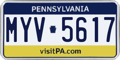PA license plate MYV5617