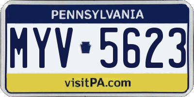 PA license plate MYV5623