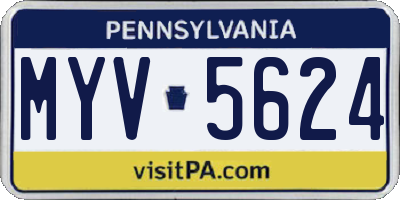 PA license plate MYV5624