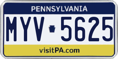 PA license plate MYV5625