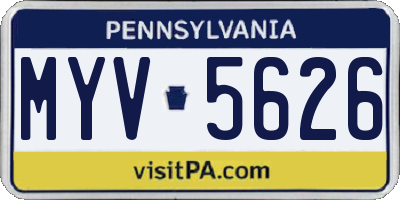 PA license plate MYV5626