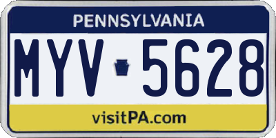PA license plate MYV5628