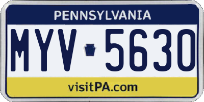 PA license plate MYV5630