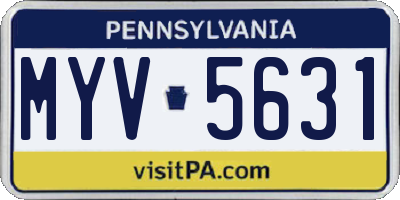 PA license plate MYV5631