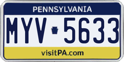 PA license plate MYV5633