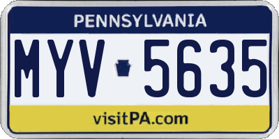 PA license plate MYV5635