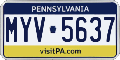 PA license plate MYV5637
