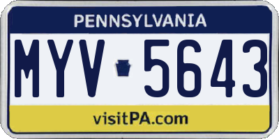 PA license plate MYV5643