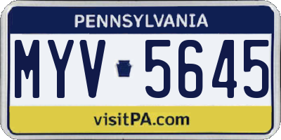 PA license plate MYV5645