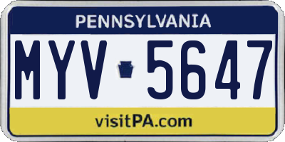 PA license plate MYV5647