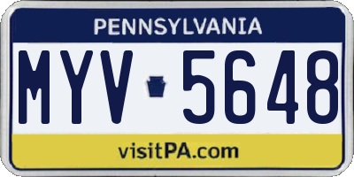 PA license plate MYV5648